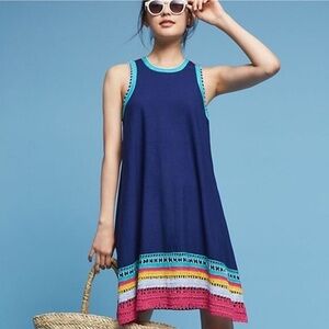 Anthropologie Akemi + Kin Xanthe Crochet Blue Swing Dress